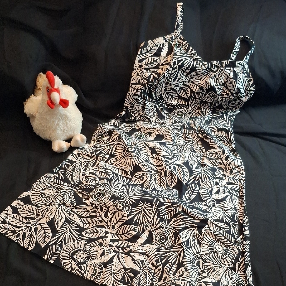 Floral Black and White Women's Dress